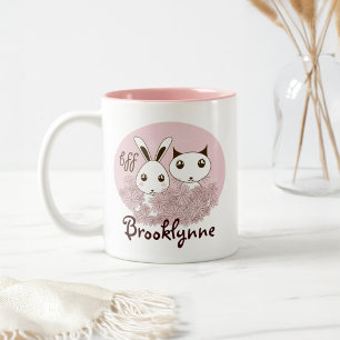 Pink Niedlich Kitten Bunny Animal Friends Girls Ki Zweifarbige Tasse