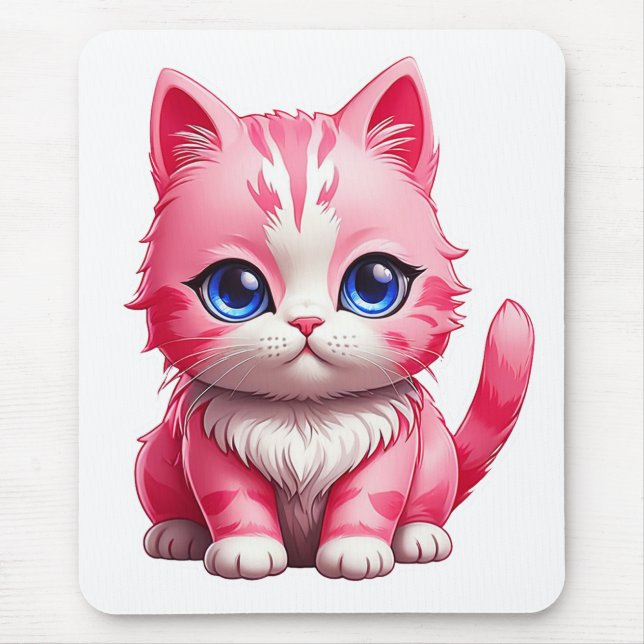 Pink Niedlich Kitty Cat Mousepad (Vorne)