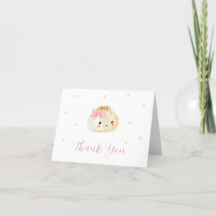 Pink Niedlich Kleine Dumpling Girl Babydusche Dankeskarte