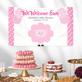 Pink Niedlich Lamb Balloons Sweet Girl Baby Dusche Banner