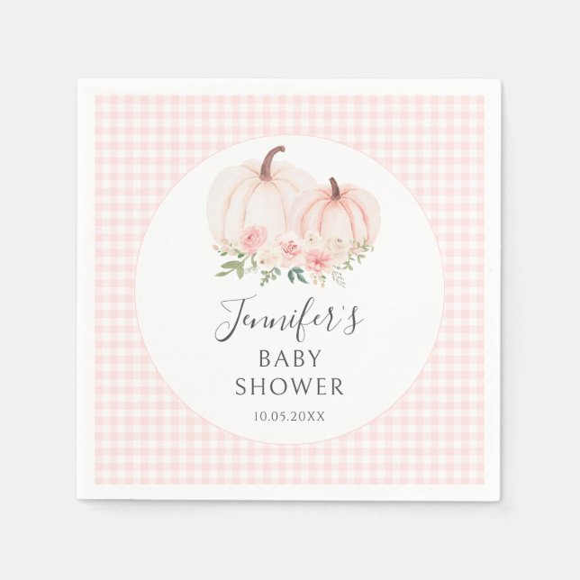 Pink Niedlich Little Pumpkin Gingham Baby Girl Dus Serviette (Vorderseite)