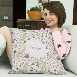 Pink Niedlich n' Curvy Kleeblatts Baby Name St Pat Kissen