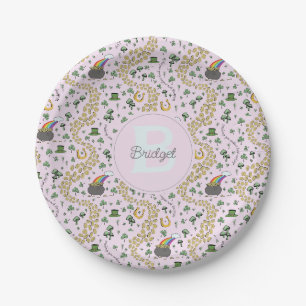 Pink Niedlich n' Curvy Kleeblatts Baby Name St Pat Pappteller