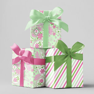 Pink Niedlich Paisley Druckmuster Geschenkpapier Set