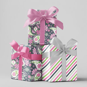 Pink Niedlich Paisley Print Modern Pattern Geschenkpapier Set