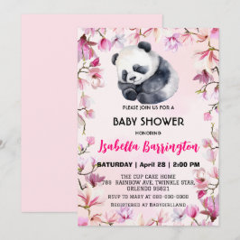 Pink Niedlich Panda Blume Babydusche Kinder Einladung