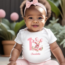 Pink Niedlich Pig Girl Farm 1. Geburtstag Baby T - T-shirt