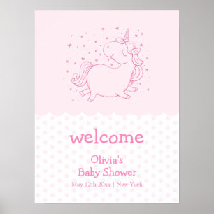 Pink Niedlich Polka Dot Unicorn Kinderdusche Herzl Poster