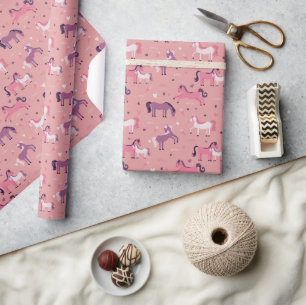 Pink Niedlich Pony Wrapping Paper Geschenkpapier