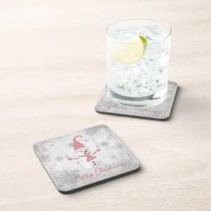 Pink Niedlich Snowman Beauty Coaster Getränkeuntersetzer
