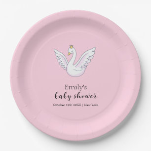 Pink Niedlich Sweet Princess Swan Baby Dusche Empf Pappteller