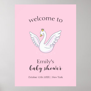 Pink Niedlich Sweet Princess Swan Baby Dusche Empf Poster