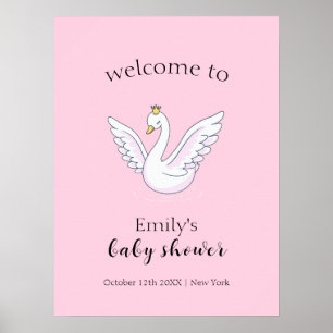 Pink Niedlich Sweet Princess Swan Baby Dusche Empf Poster