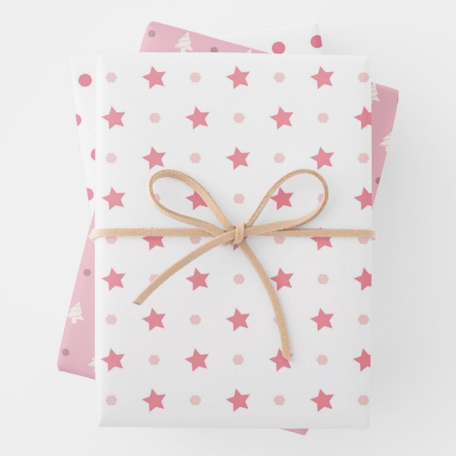 Pink Niedliche Weihnachtswackelpapier Geschenkpapier Set (Beispiel)