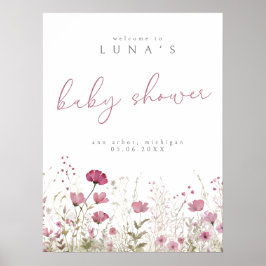 Pink Niedliches Baby in Bloom Wildblume Willkommen Poster