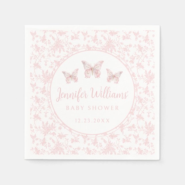 Pink niedliches kleines Schmetterlingshändchen-Dus Serviette (Vorderseite)
