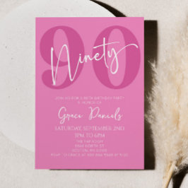 Pink Ninety 90th Ninetieth Birthday Party Einladung