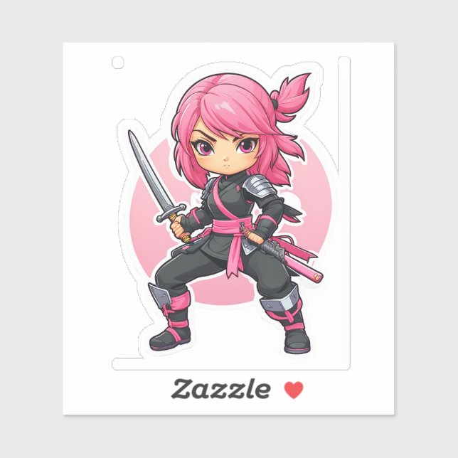 Pink Ninja Girl Aufkleber (Blatt)