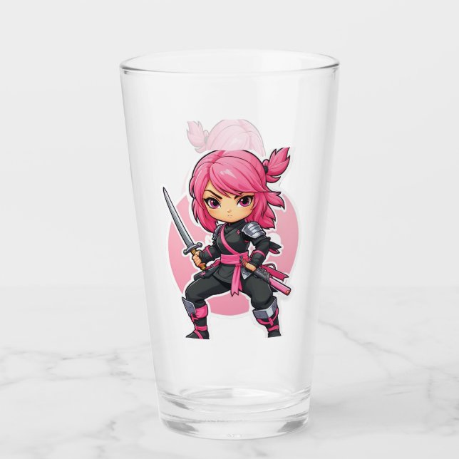 Pink Ninja Girl Glas (Vorderseite)