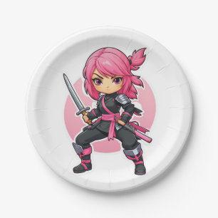 Pink Ninja Girl Pappteller