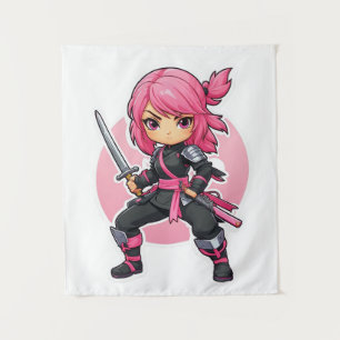 Pink Ninja Girl Wandteppich