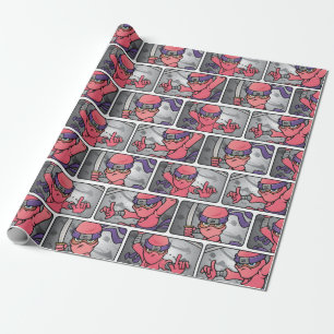 Pink Ninja individuell einstellbar Geschenkpapier
