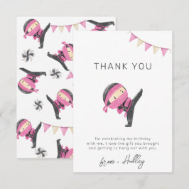 Pink Ninja Party Danke, Card Dankeskarte