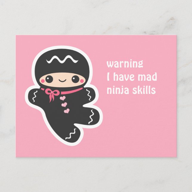 Pink Ninjabread Man Postkarte (Vorderseite)