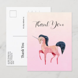 Pink Nordic Unicorn mit Black Mane Vielen Dank Postkarte