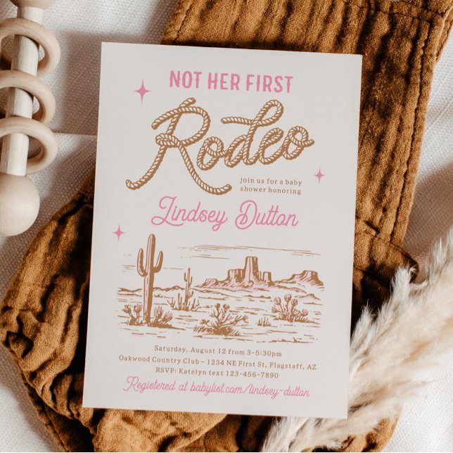 Pink Not Her First Rodeo Baby Shower Invitation (Créateur téléchargé)