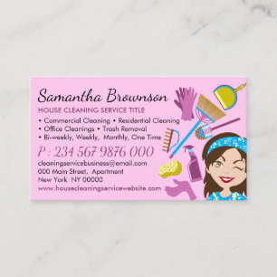 Pink Note Side Janitorial Lady Reinigung Visitenkarte