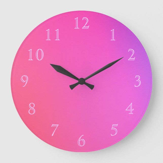 Pink Numbers on Pink Große Wanduhr (Vorderseite)