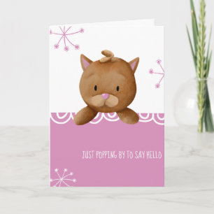 Pink nur Popping zu sagen Hallo Niedliche Katze Karte