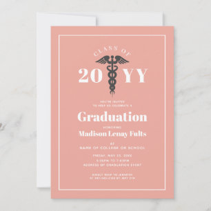 Pink Nurse Graduate Moderne Minimalistische Dusty- Einladung