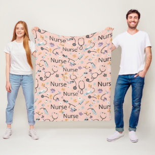 Pink Nurse Life Nahtloses Muster (3) Fleecedecke