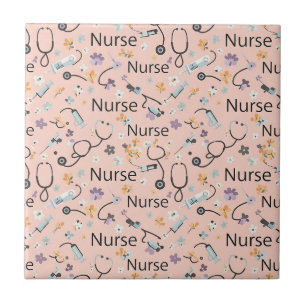 Pink Nurse Life Nahtloses Muster (3) Fliese