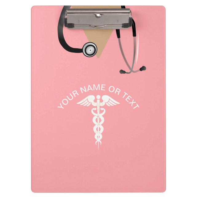Pink Nurse Scrub Top Personalisiert Klemmbrett (Vorderseite)