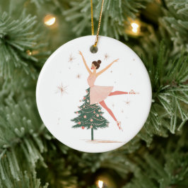 Pink Nutcracker Ballerina Keramik Ornament