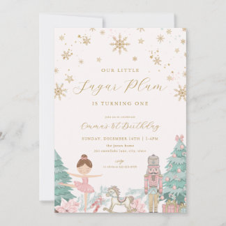 Pink Nutcracker Ballet 1st Birthday Invitation Einladung