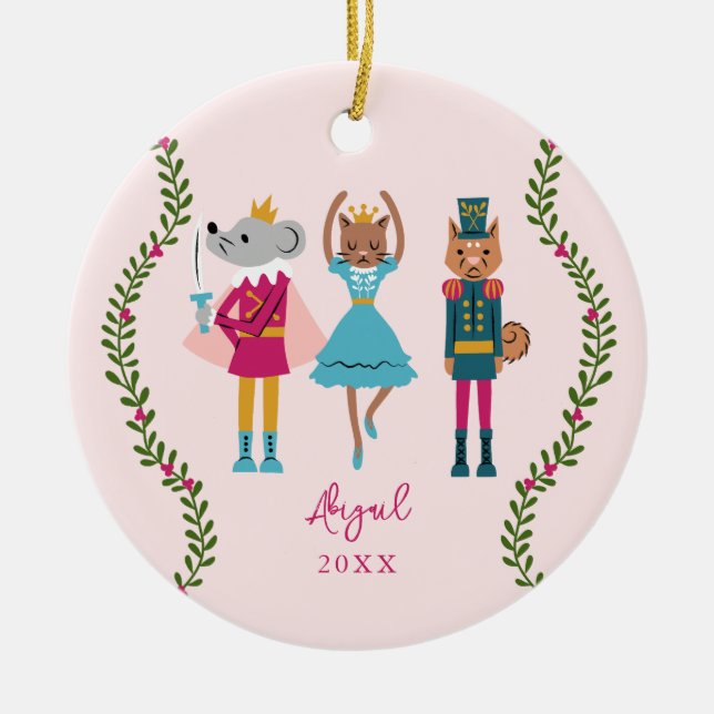 Pink Nutcracker Ballet Animal Girls Keramik Ornament (Vorne)