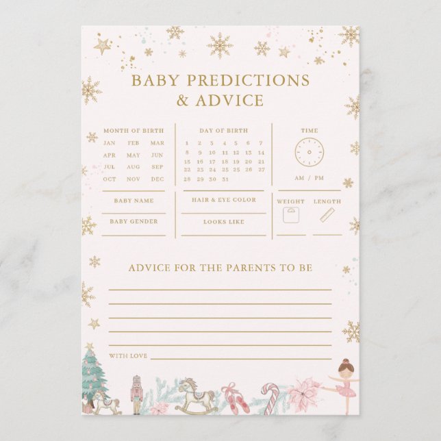 Pink Nutcracker Ballet Baby Prediction Advice Game (Vorderseite)