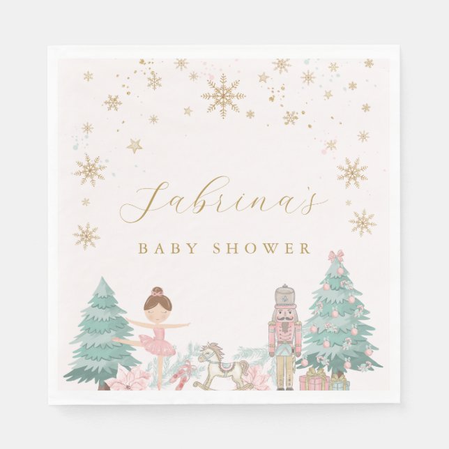 Pink Nutcracker Ballet Baby Shower Napkins Serviette (Vorderseite)