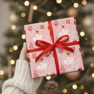 Pink Nutcracker Ballet Christmas Gift Wrap Geschenkpapier