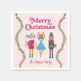 Pink Nutcracker Ballet Weihnachten Serviette