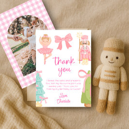 Pink Nutcracker Birthday Photo Thank You Card Einladung