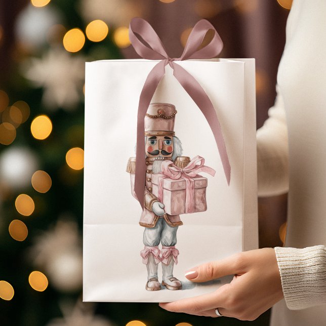 Pink Nutcracker Christmas Gift Bag Mittlere Geschenktüte (Von Creator hochgeladen)