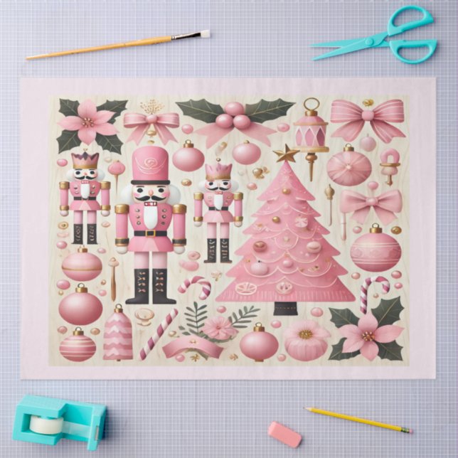 Pink Nutcracker Christmas Tree Gift Bag Seidenpapier (Basteln)