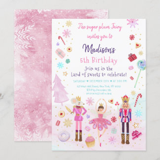 Pink Nutcracker Land der Süßigkeiten Winter Geburt Einladung