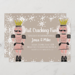 Pink Nutcracker Snowy Script Baby Dusche Einladung