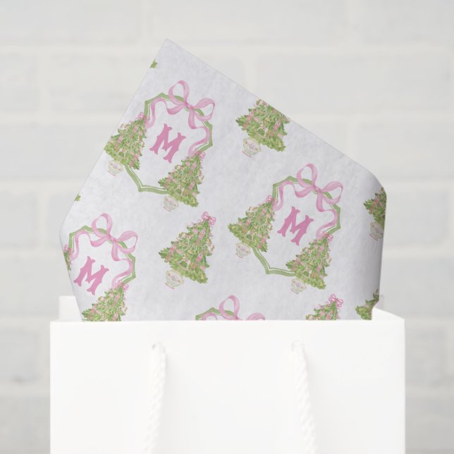 Pink Nutcracker Weihnachtsbaum Monogram Wappen Seidenpapier (Geschenktüte)